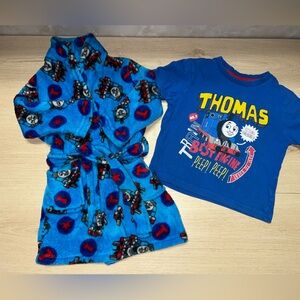 Thomas the Tank Engine Toddler Bundle | 2T Fleece House Coat + Graphic T-Shirt